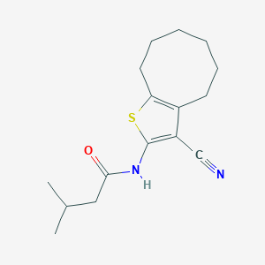 molecular formula C16H22N2OS B10974981 N-(3-cyano-4,5,6,7,8,9-hexahydrocycloocta[b]thiophen-2-yl)-3-methylbutanamide 