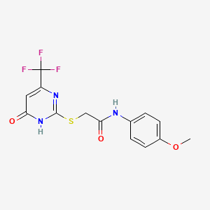 molecular formula C14H12F3N3O3S B10975033 2-{[4-hydroxy-6-(trifluoromethyl)pyrimidin-2-yl]sulfanyl}-N-(4-methoxyphenyl)acetamide 
