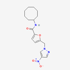 molecular formula C17H22N4O4 B10975203 N-cyclooctyl-5-[(4-nitro-1H-pyrazol-1-yl)methyl]furan-2-carboxamide 