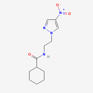 molecular formula C12H18N4O3 B10975208 N-[2-(4-nitro-1H-pyrazol-1-yl)ethyl]cyclohexanecarboxamide 