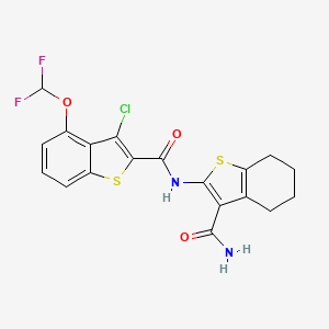 molecular formula C19H15ClF2N2O3S2 B10975628 N-(3-carbamoyl-4,5,6,7-tetrahydro-1-benzothiophen-2-yl)-3-chloro-4-(difluoromethoxy)-1-benzothiophene-2-carboxamide 