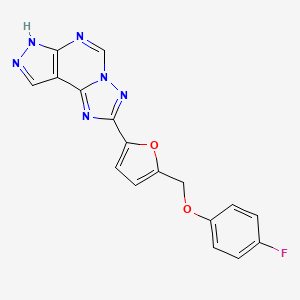 molecular formula C17H11FN6O2 B10975642 2-{5-[(4-Fluorophenoxy)methyl]-2-furyl}-7H-pyrazolo[4,3-E][1,2,4]triazolo[1,5-C]pyrimidine 