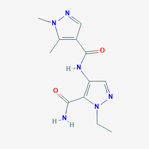 molecular formula C12H16N6O2 B10975661 N-(5-carbamoyl-1-ethyl-1H-pyrazol-4-yl)-1,5-dimethyl-1H-pyrazole-4-carboxamide 