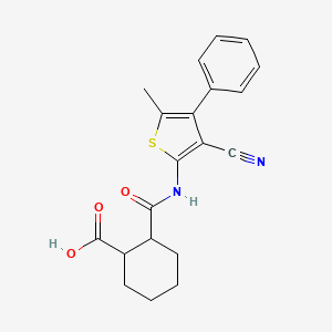 molecular formula C20H20N2O3S B10975730 2-[(3-Cyano-5-methyl-4-phenylthiophen-2-yl)carbamoyl]cyclohexanecarboxylic acid 