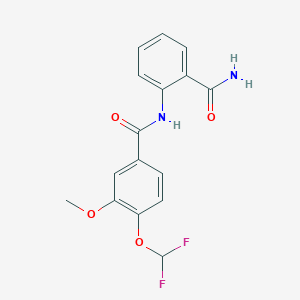 molecular formula C16H14F2N2O4 B10975805 N-(2-carbamoylphenyl)-4-(difluoromethoxy)-3-methoxybenzamide 