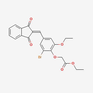 molecular formula C22H19BrO6 B10975959 Ethyl 2-{2-bromo-4-[(1,3-dioxoinden-2-ylidene)methyl]-6-ethoxyphenoxy}acetate 