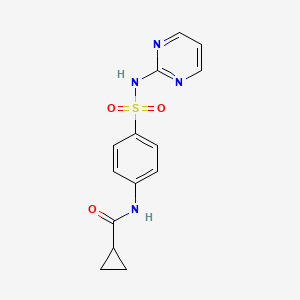 molecular formula C14H14N4O3S B10976031 N-[4-(pyrimidin-2-ylsulfamoyl)phenyl]cyclopropanecarboxamide 