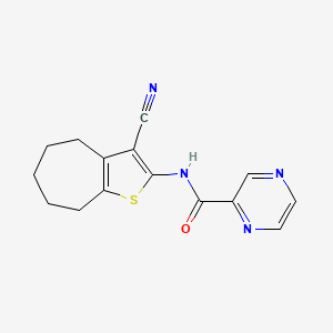 molecular formula C15H14N4OS B10976041 N-(3-cyano-5,6,7,8-tetrahydro-4H-cyclohepta[b]thiophen-2-yl)pyrazine-2-carboxamide 