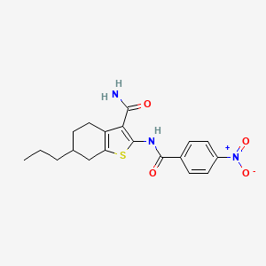 molecular formula C19H21N3O4S B10976062 2-[(4-Nitrobenzoyl)amino]-6-propyl-4,5,6,7-tetrahydro-1-benzothiophene-3-carboxamide 