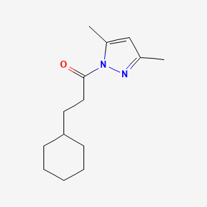 molecular formula C14H22N2O B10976096 3-cyclohexyl-1-(3,5-dimethyl-1H-pyrazol-1-yl)propan-1-one 