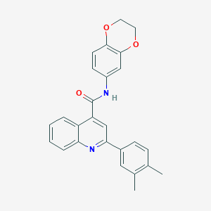 molecular formula C26H22N2O3 B10976101 N-(2,3-dihydro-1,4-benzodioxin-6-yl)-2-(3,4-dimethylphenyl)quinoline-4-carboxamide 