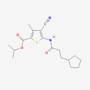 molecular formula C18H24N2O3S B10976146 Propan-2-yl 4-cyano-5-[(3-cyclopentylpropanoyl)amino]-3-methylthiophene-2-carboxylate 