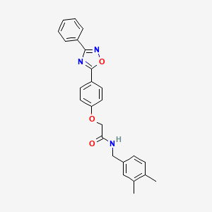 molecular formula C25H23N3O3 B10976205 N-(3,4-dimethylbenzyl)-2-[4-(3-phenyl-1,2,4-oxadiazol-5-yl)phenoxy]acetamide 