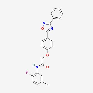 molecular formula C23H18FN3O3 B10976268 N-(2-fluoro-5-methylphenyl)-2-[4-(3-phenyl-1,2,4-oxadiazol-5-yl)phenoxy]acetamide 