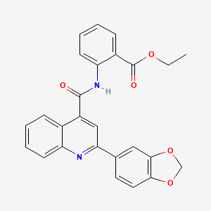 molecular formula C26H20N2O5 B10976289 Ethyl 2-({[2-(1,3-benzodioxol-5-yl)quinolin-4-yl]carbonyl}amino)benzoate 