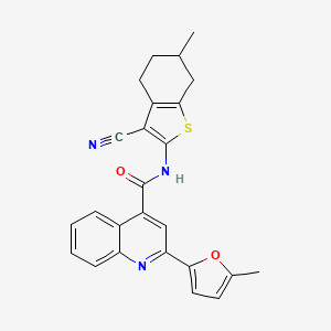 molecular formula C25H21N3O2S B10976351 N-(3-cyano-6-methyl-4,5,6,7-tetrahydro-1-benzothiophen-2-yl)-2-(5-methylfuran-2-yl)quinoline-4-carboxamide 