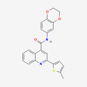 molecular formula C23H18N2O3S B10976448 N-(2,3-dihydro-1,4-benzodioxin-6-yl)-2-(5-methylthiophen-2-yl)quinoline-4-carboxamide 