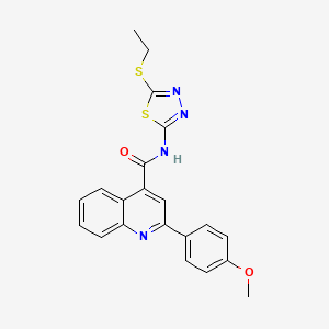 molecular formula C21H18N4O2S2 B10976450 N-[5-(ethylsulfanyl)-1,3,4-thiadiazol-2-yl]-2-(4-methoxyphenyl)quinoline-4-carboxamide 