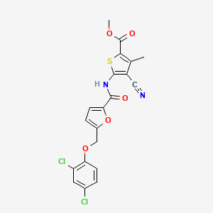 molecular formula C20H14Cl2N2O5S B10976517 Methyl 4-cyano-5-[({5-[(2,4-dichlorophenoxy)methyl]furan-2-yl}carbonyl)amino]-3-methylthiophene-2-carboxylate 