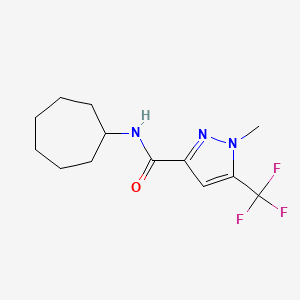 molecular formula C13H18F3N3O B10976530 N-cycloheptyl-1-methyl-5-(trifluoromethyl)-1H-pyrazole-3-carboxamide 