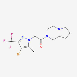 molecular formula C14H18BrF3N4O B10976547 2-[4-bromo-5-methyl-3-(trifluoromethyl)-1H-pyrazol-1-yl]-1-(hexahydropyrrolo[1,2-a]pyrazin-2(1H)-yl)ethanone 