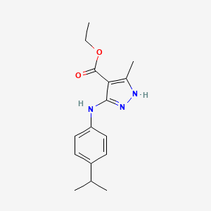 molecular formula C16H21N3O2 B10976555 ethyl 3-methyl-5-{[4-(propan-2-yl)phenyl]amino}-1H-pyrazole-4-carboxylate 