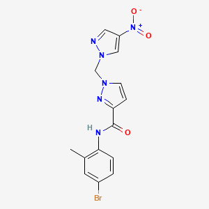 molecular formula C15H13BrN6O3 B10976639 N-(4-bromo-2-methylphenyl)-1-[(4-nitro-1H-pyrazol-1-yl)methyl]-1H-pyrazole-3-carboxamide 