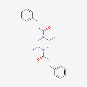 molecular formula C24H30N2O2 B10976667 Propan-1-one, 1-[2,5-dimethyl-4-(3-phenylpropionyl)piperazin-1-yl]-3-phenyl- 