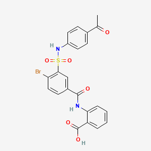 molecular formula C22H17BrN2O6S B10976705 2-[({3-[(4-Acetylphenyl)sulfamoyl]-4-bromophenyl}carbonyl)amino]benzoic acid 