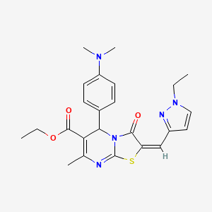 molecular formula C24H27N5O3S B10976782 ethyl (2E)-5-[4-(dimethylamino)phenyl]-2-[(1-ethyl-1H-pyrazol-3-yl)methylidene]-7-methyl-3-oxo-2,3-dihydro-5H-[1,3]thiazolo[3,2-a]pyrimidine-6-carboxylate 