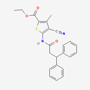 molecular formula C24H22N2O3S B10976796 Ethyl 4-cyano-5-(3,3-diphenylpropanamido)-3-methylthiophene-2-carboxylate CAS No. 355003-71-3
