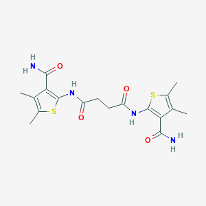 molecular formula C18H22N4O4S2 B10976884 N,N'-bis(3-carbamoyl-4,5-dimethylthiophen-2-yl)butanediamide 