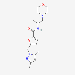molecular formula C18H26N4O3 B10976892 5-[(3,5-dimethyl-1H-pyrazol-1-yl)methyl]-N-[1-(morpholin-4-yl)propan-2-yl]furan-2-carboxamide 