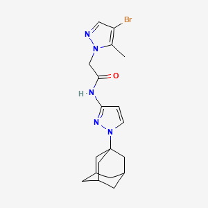 molecular formula C19H24BrN5O B10976912 N-[1-(1-Adamantyl)-1H-pyrazol-3-YL]-2-(4-bromo-5-methyl-1H-pyrazol-1-YL)acetamide 