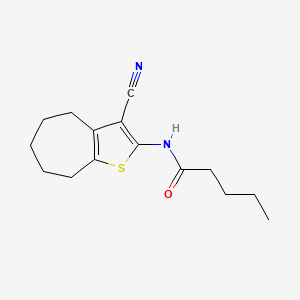 molecular formula C15H20N2OS B10977049 N-(3-cyano-5,6,7,8-tetrahydro-4H-cyclohepta[b]thiophen-2-yl)pentanamide 