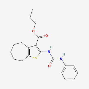 molecular formula C20H24N2O3S B10977075 propyl 2-[(phenylcarbamoyl)amino]-5,6,7,8-tetrahydro-4H-cyclohepta[b]thiophene-3-carboxylate 