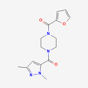 molecular formula C15H18N4O3 B10977127 (1,3-dimethyl-1H-pyrazol-5-yl)[4-(furan-2-ylcarbonyl)piperazin-1-yl]methanone 