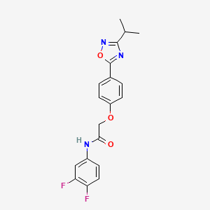 molecular formula C19H17F2N3O3 B10977194 N-(3,4-difluorophenyl)-2-{4-[3-(propan-2-yl)-1,2,4-oxadiazol-5-yl]phenoxy}acetamide 