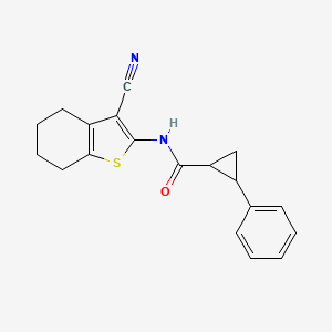 molecular formula C19H18N2OS B10977424 N-(3-cyano-4,5,6,7-tetrahydro-1-benzothiophen-2-yl)-2-phenylcyclopropanecarboxamide 