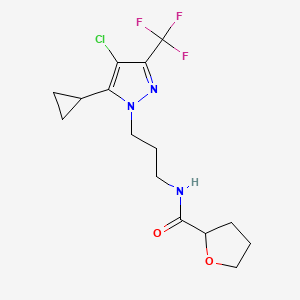 molecular formula C15H19ClF3N3O2 B10977510 N-{3-[4-chloro-5-cyclopropyl-3-(trifluoromethyl)-1H-pyrazol-1-yl]propyl}tetrahydrofuran-2-carboxamide 