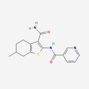 molecular formula C16H17N3O2S B10977844 N-(3-carbamoyl-6-methyl-4,5,6,7-tetrahydro-1-benzothiophen-2-yl)pyridine-3-carboxamide 