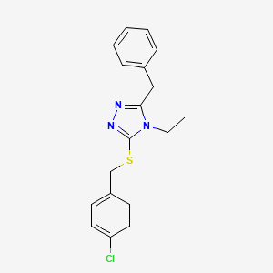 molecular formula C18H18ClN3S B10977897 3-benzyl-5-[(4-chlorobenzyl)sulfanyl]-4-ethyl-4H-1,2,4-triazole 