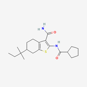 molecular formula C20H30N2O2S B10977914 2-[(Cyclopentylcarbonyl)amino]-6-(2-methylbutan-2-yl)-4,5,6,7-tetrahydro-1-benzothiophene-3-carboxamide 