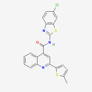 molecular formula C22H14ClN3OS2 B10978431 N-(6-chloro-1,3-benzothiazol-2-yl)-2-(5-methylthiophen-2-yl)quinoline-4-carboxamide 