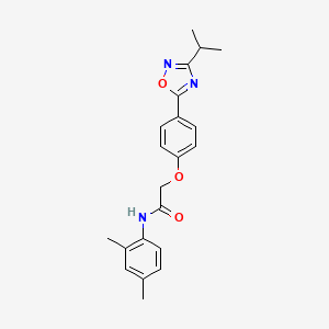 molecular formula C21H23N3O3 B10978442 N-(2,4-dimethylphenyl)-2-{4-[3-(propan-2-yl)-1,2,4-oxadiazol-5-yl]phenoxy}acetamide 