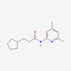 molecular formula C15H22N2O B10978515 3-cyclopentyl-N-(4,6-dimethyl-2-pyridinyl)propanamide 