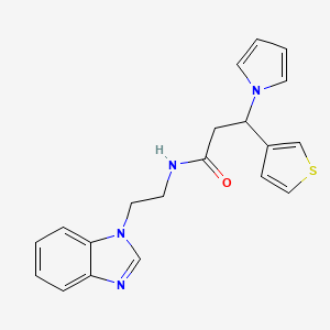 molecular formula C20H20N4OS B10978524 N-[2-(1H-benzimidazol-1-yl)ethyl]-3-(1H-pyrrol-1-yl)-3-(thiophen-3-yl)propanamide 