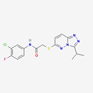 molecular formula C16H15ClFN5OS B10978529 N-(3-chloro-4-fluorophenyl)-2-{[3-(propan-2-yl)[1,2,4]triazolo[4,3-b]pyridazin-6-yl]sulfanyl}acetamide 
