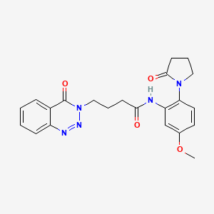 molecular formula C22H23N5O4 B10978556 N-[5-methoxy-2-(2-oxopyrrolidin-1-yl)phenyl]-4-(4-oxo-1,2,3-benzotriazin-3(4H)-yl)butanamide 