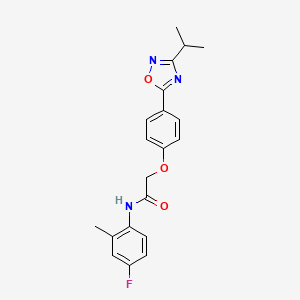 molecular formula C20H20FN3O3 B10978667 N-(4-fluoro-2-methylphenyl)-2-{4-[3-(propan-2-yl)-1,2,4-oxadiazol-5-yl]phenoxy}acetamide 